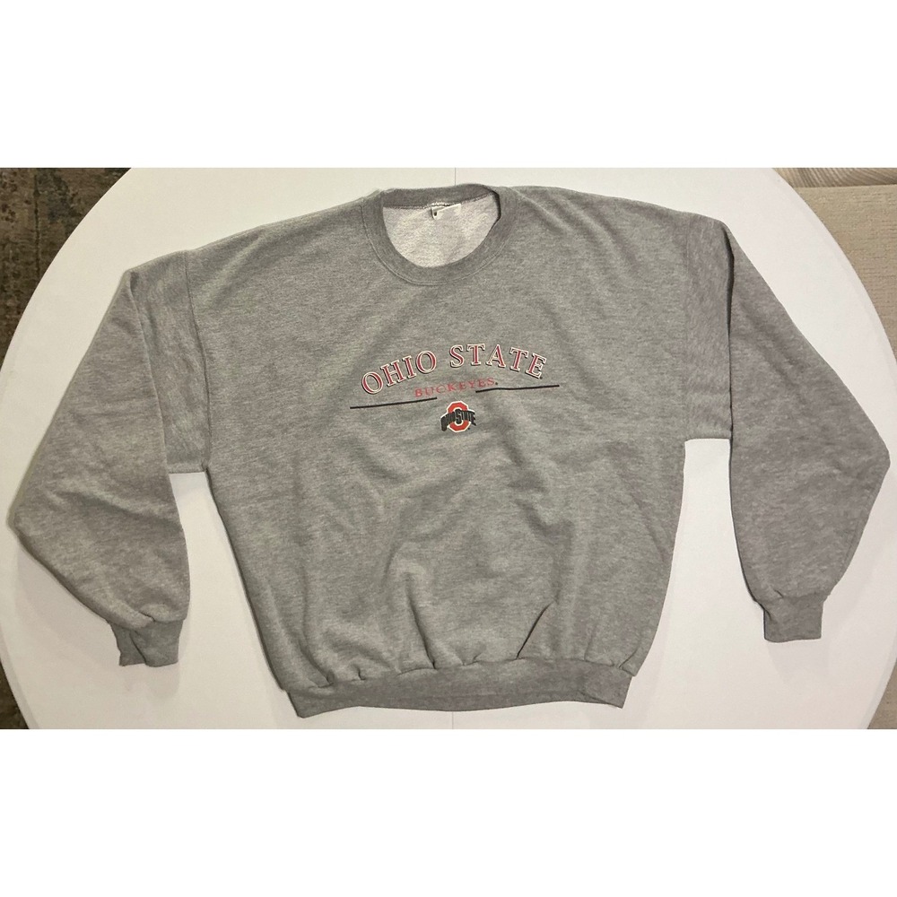 VTG Y2K Ohio State Buckeyes Sweatshirt Crewneck Gray XL Preppy‎ Basic Classic